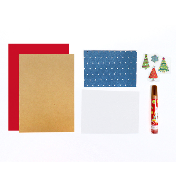 (재미스쿨) 크리스마스 카드만들기 패키지 06번 1인용 DIY 카드 꾸미기