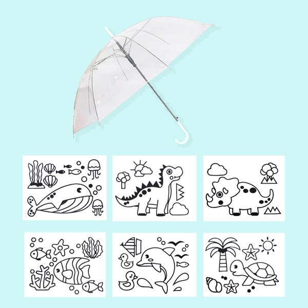 (재미스쿨) 비닐우산 꾸미기 패키지 1인용 투명 우산