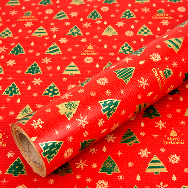 (디랩) 해피트리 종이 포장지 1롤 크리스마스 선물 포장