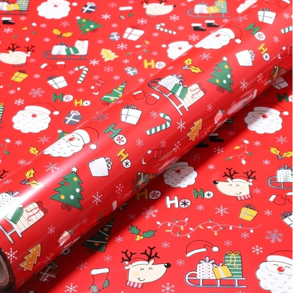 (제일) 크리스마스 포장지 호호 비닐롤 1롤 예쁜 선물 포장