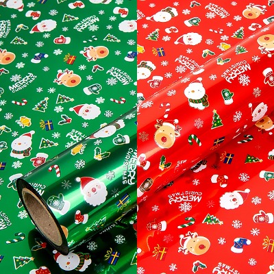 (디랩) 메리 비닐 포장지 대형 1롤 증착 크리스마스 선물 포장