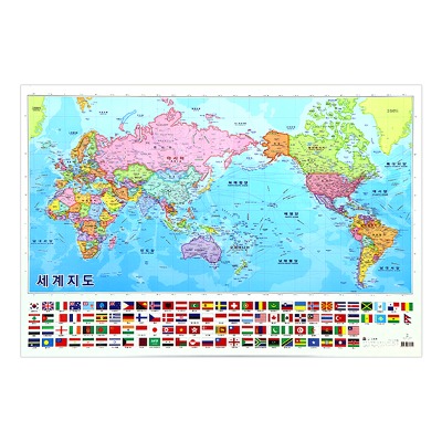 (재미스쿨) 코팅벽보 세계지도 유아용 학습벽보 다문화 전세계 지도