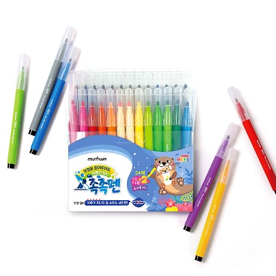 (문화연필) 촉촉펜 24색 세트 마르지않은 수성 싸인펜